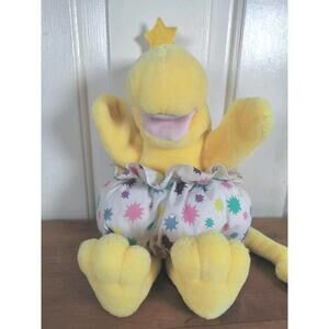 Vintage 1988-1990 GUND Zwibble Dibble Yellow Dinosaur Plush  Rare Star Tail Head